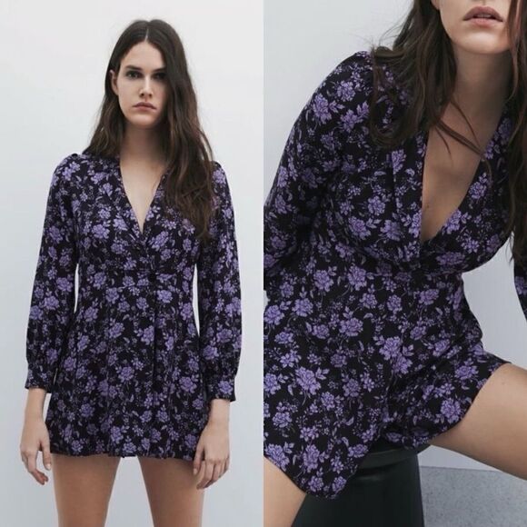 ZARA FLORAL PRINTED BLAZER JUMPSUIT - Picture 2 of 9